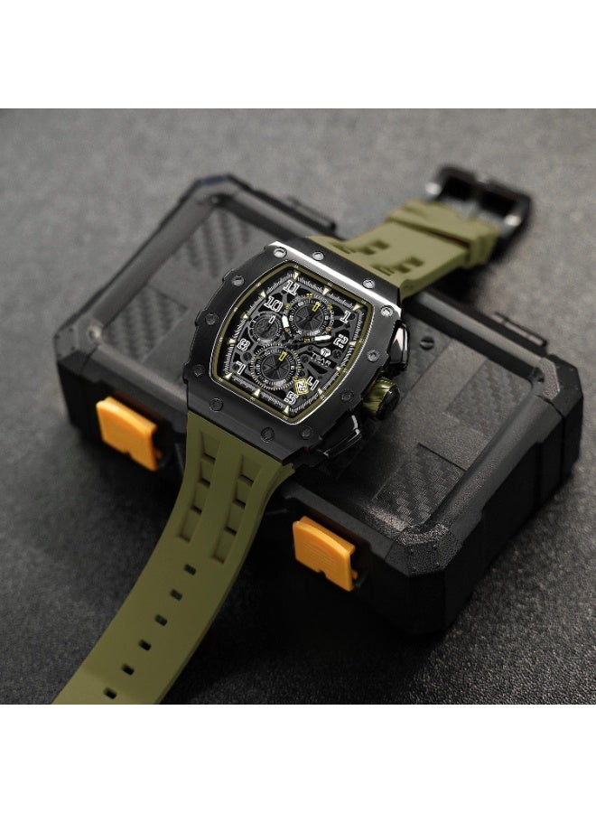 Tsar Bomba Men's 43MM Green Chronograph Silicone Strap Watch | TB8204Q-38 - Image 3